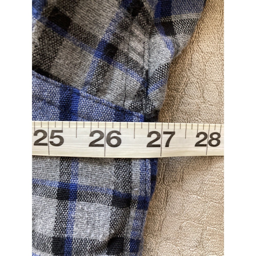 LL Bean Traditional Fit Chamois Cloth Plaid Flannel Shirt Mens XL Blue Button Up - Picture 6 of 7